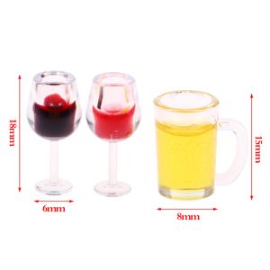 5pcs 1/12 Dollhouse Miniature Resin Bottles Mini Red Wine Bottles Glasses Cuche Modle Kitchen Furniture House Doll House