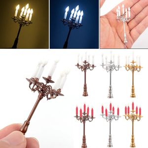 5 pièces 1/87 échelle chandeliers miniatures maison de poupée Miniature lampe électrique candélabre maison de poupée accessoires de décoration 231225