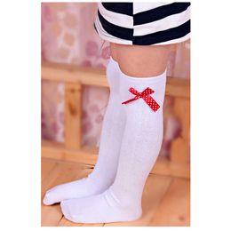 5pcs 1 paire Girls Kids Kids Toddler Bow Knee High Baby Girl Spring Automne Sport White Red Striped Princess Socks pendant 1 à 8 ans