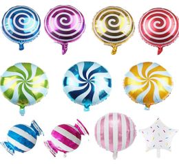 5pcs 18inch Candy Candy Aluminium Ballons de fête de fête ronde Lollipops Enfants 039 ANNIVERSAIRE DÉCoration de mariage S9341312