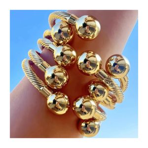5pcs 18K Gold plaqué Copper Charm à balle bracelet Bracelet Bracelet Empilable Jielry de mode quotidien 240415