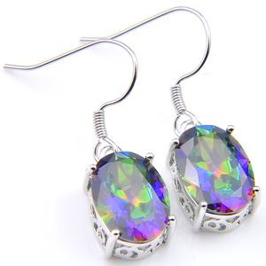 Bijoux de vacances cadeau Luckyshine arc-en-ciel mystique topaze 925 argent plaqué haute qualité classique pour les femmes coloré Zircon boucles d'oreilles goutte