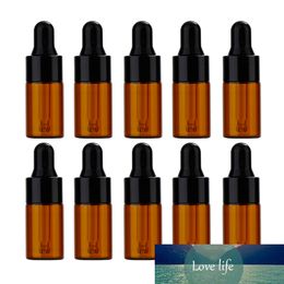 5 STKS 1ML / 2ML / 3ML Glas Amber Etherische Olie Aromatherapie Druppelflessen Zwart Aluminium Cap Reagens DROP Oog Vloeistof Pipet Vial