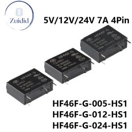 Relais 5pcs / 1pc HF46F HF46F-G 005-HS1 012-HS1 024-HS1 DC 5V 12V 24V normalement ouvrir NO 7A 250VAC 30VDC 4PIN POWER RELAYS