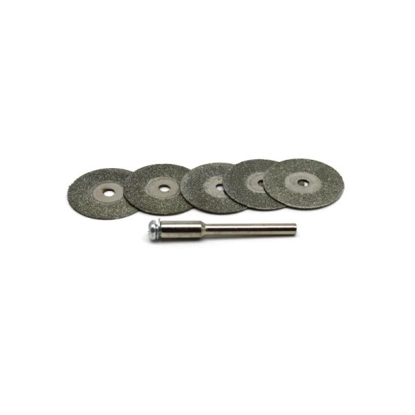 5pcs 22 mm Emery Diamond Discs Discs Bit + 1 mandrille pour Dremel Emery en céramique en verre Jade Grincer des lames de scie