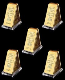 5pcs 24k arts et artisanat Gold plaqué une once amende 9999 Crédit magnétique Suisse Bullion avec différents chiffres1861643