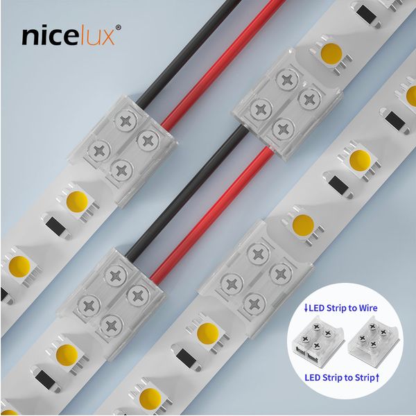 5pcs 2pin 8 mm 10 mm Conector de fijación de tornillo para la tira LED conectores LED flexibles para 2835 5050 luces de cinta SMD Clips de abrazadera fija