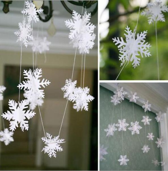 5pcs 3 mètres blanc papier flocon de neige Noël vacances arbre guirlande lieu décoration