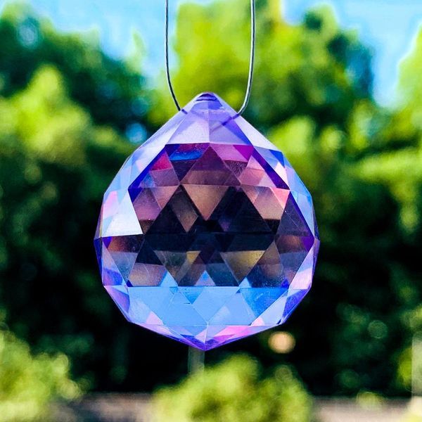 5pcs 30mm Purple Crystal Suncatcher Chandelier Pendant Bolas facetadas Glass Prism Balls Rainbow Maker para la decoración de la boda en casa H jllHnu