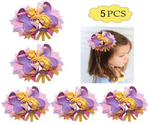 5 stks 455039039 geïnspireerd rapunzel strikken karakter Prinses Boog Sparkle Haar Boog cartoon meisje haar accessoires8667139