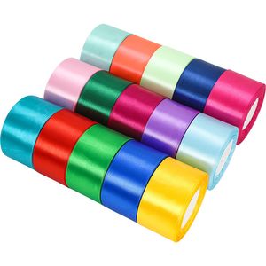 Ruban en Satin multicolore, 5 pièces, 5cm, pour fête de mariage, drapeaux artisanaux, fournitures de décorations de couture, 1 rouleau de 25 mètres, rouge, rose, bleu