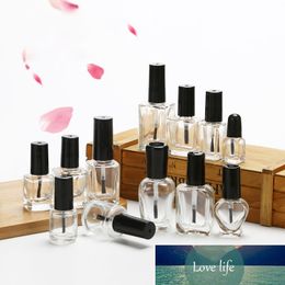 5 pièces 5 ml/10 ml/15 ml vide rond carré en verre clair vernis à ongles bouteille avec capuchon de brosse peinture colle conteneurs flacons d'art des ongles