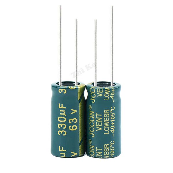 5 uds 63v330uf 10x20mm oro verde 63v adaptador de corriente inversor condensador de baja resistencia de alta frecuencia 10 por 20mm