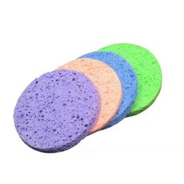 5pcs 7 cm Facm esponja redonda herramienta de maquillaje de maquillaje de madera natural celulosa compresa de toalla de esponja de lavado cosmético