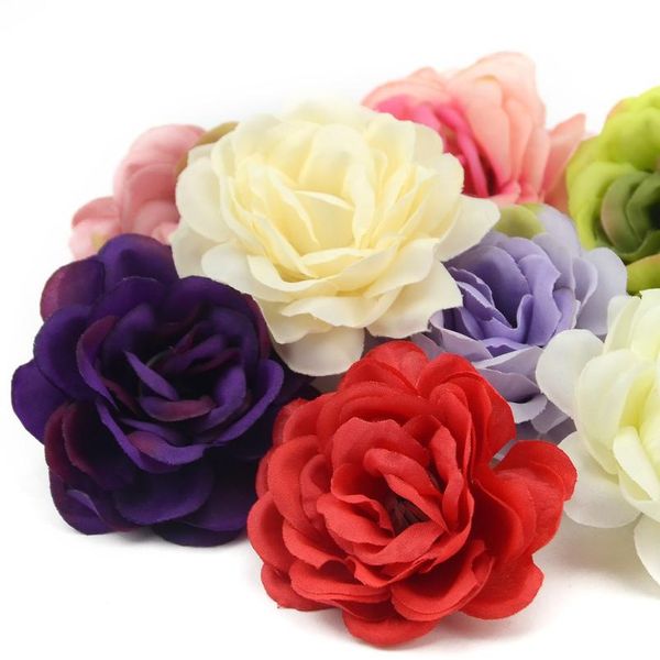 5 uds 7cm venta al por mayor Lagre seda girasol cabeza de flor artificial para decoración de boda accesorios para álbum de recortes falso jllBue