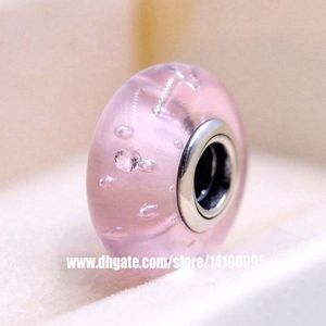 2 uds 925 tornillo de plata esterlina rosa efervescencia fizzle cuentas de cristal de Murano aptos Pandora Charm pulseras collares