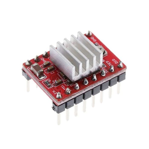 5 PPCS A4988 Paso paso a paso Paso + disipador de calor para Reprap Piezas de impresora 3D Driver del motor de paso de paso rojo con accesorio de disipador térmico