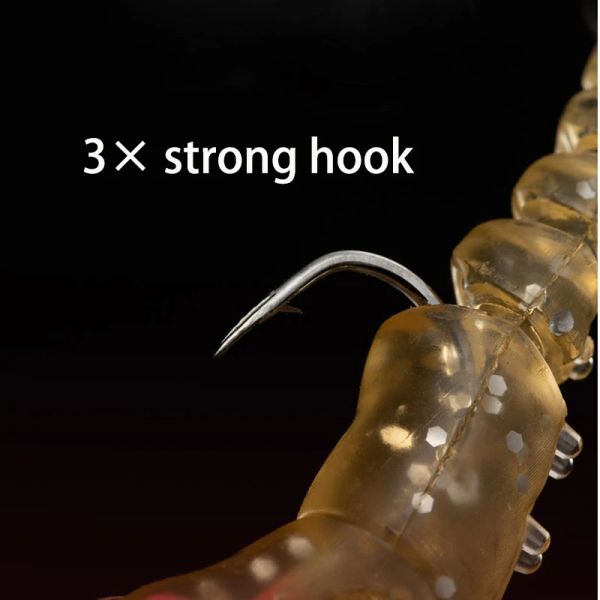 5pcs Appâts artificiels Lumineux lue de crevettes Lure de pêche molle Lures d'eau salée Basse douceur Lere Wormaux de la boue M164
