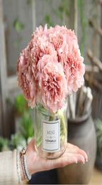 5pcs Fleur artificielle Péonie de soie pour la décoration de maison Bouquet de mariage Bouquet de haute qualité Faux Dahlia Living Room4902753