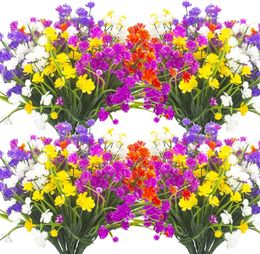 5 pièces fleurs artificielles fausses plantes en plein air résistant aux UV fausse fleur violette verdure pour jardinières suspendues porche décor de mariage 240222