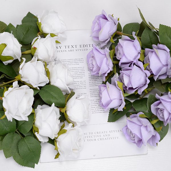 5 Pcs Fleurs Artificielles Soie Rose Longue Branche Bouquet pour Mariage Décoration De La Maison Faux Plantes DIY Guirlande Fournitures Accessoires 20220108 Q2