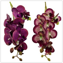 5 pièces fleurs d'orchidées papillon artificielles en latex 8 têtes 2 branches pièce orchidée Phalaenopsis Real Touch 27 pour décoration florale245d