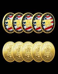 5 -stcs Arts and Crafts US Army Gold Ploated Souvenir Coin USA Sea Land Air of Seal Team Challenge Coins Department Navy Military Bad9295303