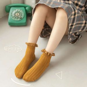 5 stks herfst winter vintage babymeisjes solide kleur kinderen kinderen Koreaanse meisje prinses sokken Japanse katoen sox