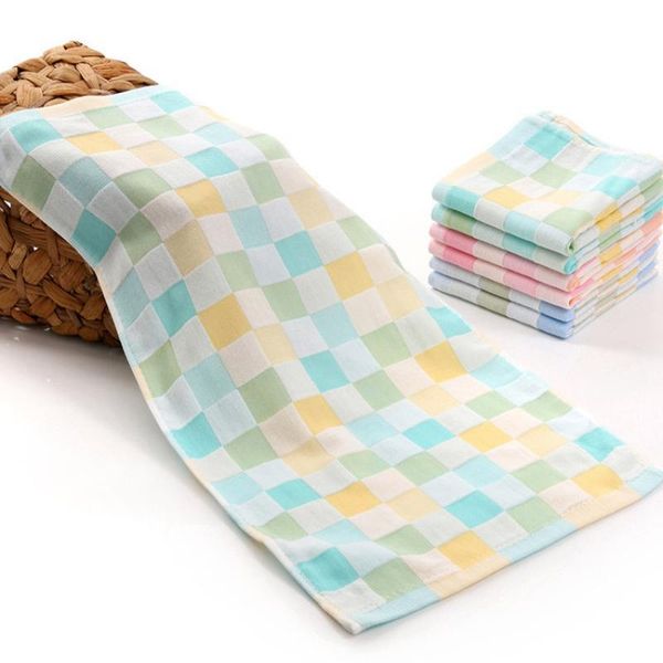 Serviettes à carreaux mignons en coton Séchage rapide Serviette pour enfants en coton doux épais et absorbant