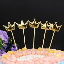 5pcs / sac Love Ammer Birthday Cake Toppers Crown Stars Cupcake Topper Flags For Wedding Kid Kids Birthday Party Supplies Cake Decoration