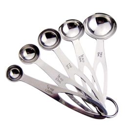 5pcs outil de cuisson cuillères à mesurer ensemble en acier inoxydable cuillère à café café sucre cuillère poudre épices tasses à mesurer cuisine cuisine outils RRA