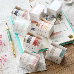 5 -stcs basispatroon Kleurpapier Washi tape Set 10 mm slanke decoratie Sakura Flower Snow Maskeering Tapes Stickers A6315