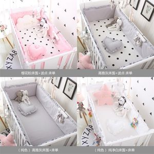 5-stcs beddengoed sets katoen grijs baby bed bumper cot anti-bump geboren wieg voering sets veilige pad baby's wieg bumpers bed cover voor jongen en meisje 2662 e3