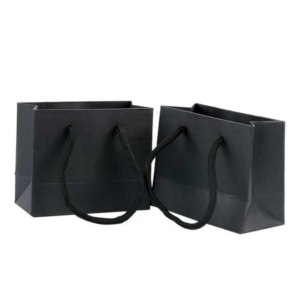 5pcs Black Black High Quality Simple Gift Sac Kraft Paper Candy Boîte avec poignée Mariage de Pâques Pâques de fête Cadeau emballage cadeau