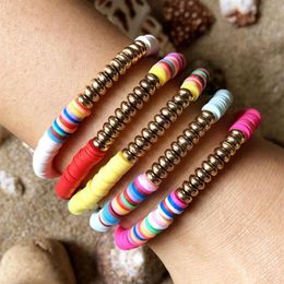 5 -stks boho schattige regenboog email kralen stretch armband kleurrijke mode multicolored tegel gemengd surf strand sieraden cadeau charm Bracel2234