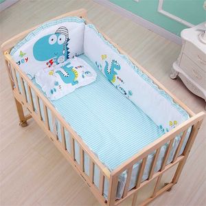 5 Stks Geboren Baby Beddengoed Set Kids Crib Bumper Cartoon Animal Baby Cot Protector 100% Katoen Baby Beddings Bumper 60 * 100cm ZT31 211025