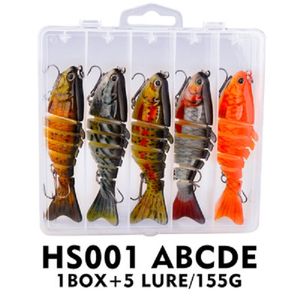 5 Stks/doos 15.5G 10Cm Multi 7 Secties Vissen Lokt Simulatie Aas Harde Aas Voor Zoutwater Zoetwater forel Bas Zalm