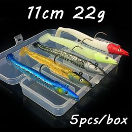 5pcs boîte 5 couleurs mélangées 11cm 22g Jigs crochet crochets de pêche appâts souples leurres Pesca accessoires BL 342340