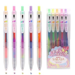 5pcs / boîte Zebra Sarasa Stylo à bille de couleur dégradée 0,5 mm Gel Pen Set Stylos de nouveauté pour l'écriture Dessin Art Supply Papeterie Cadeau 201111