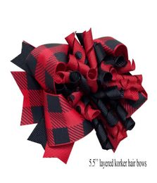 5 -stcs Buffalo Plaid Bows Christmas Hair Bows with Clips Plaid Kids Girls Princess Handmade3207169