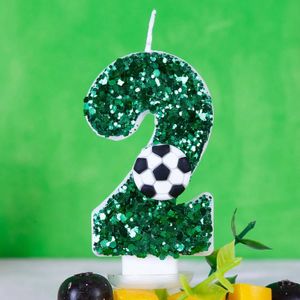 5 stks kaarsen 1 stks voetbal kaarsen verjaardagstaart decor mousserende digitale groene kaarsen cake topper bakbruiloft feestvergaderingen decoratie