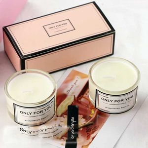 5pcs Bougies 2pcs / Set Small Round Cup Aroma Candle en verre avec boîte cadeau Percette à l'huile essentielle