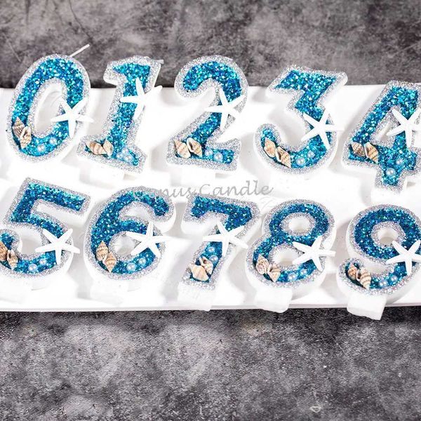 Velas de cumpleaños de 5 piezas Vela de cumpleaños 1 año Vela de cumpleaños para pastel para pasteles Candillas de pescado azul brillante para decoraciones de fiestas Suministros