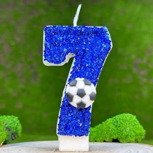 5 stks kaarsen voetbal kinderen verjaardagskaarsen 0-9 Number Blue Birthday Soccer Ball Candle For Boy Party Cake Topper Decoratie