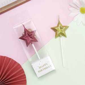 5pcs Bougies Vente chaude pentagram joyeux anniversaire gâteau bougie chantier enfant créatif star de bougie Décoration