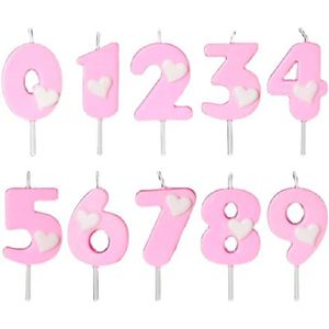 5pcs Bougies Pink Birthdles Bandles 0-9 Numéro Bougie d'anniversaire pour enfants pour garçons pour gâteau décoration décoration inhabituelle Cake Bougies Bewax