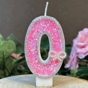 5 -stk kaarsen Sparkly Pink Birthday Candle Childrens Birthday Candles First Birthday Girl Party Decoration Number Cake Topper