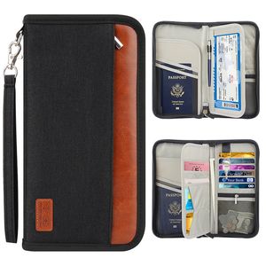 5 pièces porte-cartes femmes hommes unisexe Oxford Long Patchwork multifonctionnel RFID voyage passeport couverture sac de rangement