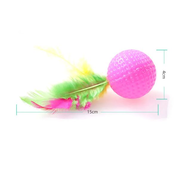 5pcs chat chaton golf ball chat toys puzzle molar ball with colorefful plume chat training ball ball giber interactive Pet Products