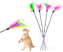5pcs Cat Toys Soft Coulful Cat plume Bell Tile jouet pour chat chaton drôle jouant des fournitures pour animaux de compagnie jouet interactif3268654